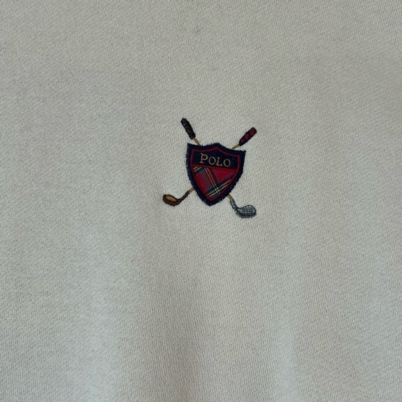 Polo Ralph Lauren Cream Turtleneck Cotton Sweater PRL Golf Logo Country Club - Picture 6 of 8